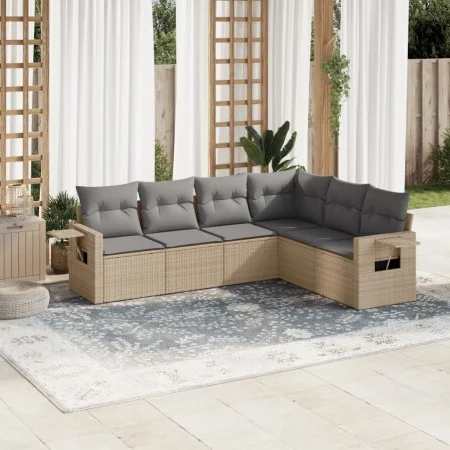Garden sofa set with cushions 6 pieces beige synthetic rattan by , Garden sets - Ref: Foro24-3252546, Price: 418,49 €, Discou...
