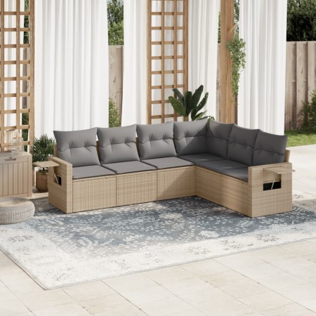 Gartensofa-Set mit Kissen, 6-teilig, beiges synthetisches Rattan von , Gartensets - Ref: Foro24-3252546, Preis: 433,43 €, Rab...