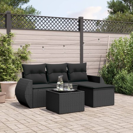 5-teiliges Gartenmöbel-Set und schwarze synthetische Rattankissen von , Gartensets - Ref: Foro24-3253612, Preis: 329,81 €, Ra...