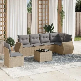 7-teiliges Gartensofa-Set und beige synthetische Rattankissen von , Gartensets - Ref: Foro24-3253776, Preis: 473,17 €, Rabatt: %