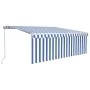 Manual retractable awning with blinds and blue and white LED lights 4x3 m by , Awnings - Ref: Foro24-3069301, Price: 408,34 €...
