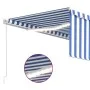 Manual retractable awning with blinds and blue and white LED lights 4x3 m by , Awnings - Ref: Foro24-3069301, Price: 408,34 €...
