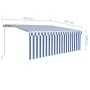 Manual retractable awning with blinds and blue and white LED lights 4x3 m by , Awnings - Ref: Foro24-3069301, Price: 408,34 €...