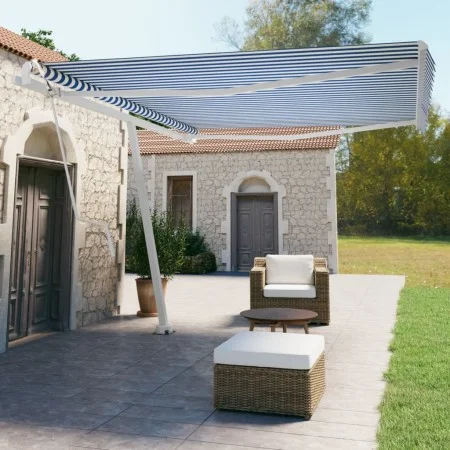 Automatic blue and white freestanding awning 450x350 cm by , Awnings - Ref: Foro24-3069646, Price: 659,12 €, Discount: %