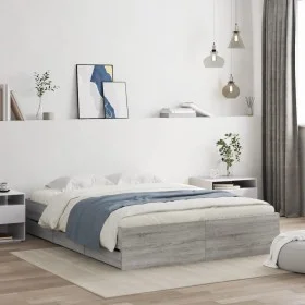 Sonoma gray engineered wood bed with drawers 140x200 cm by , Beds and slatted bases - Ref: Foro24-3207278, Price: 196,48 €, D...