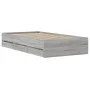 Sonoma gray engineered wood bed with drawers 90x200 cm by , Beds and slatted bases - Ref: Foro24-3207299, Price: 163,94 €, Di...