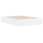 White engineered wood bed with drawers 135x190 cm by , Beds and slatted bases - Ref: Foro24-3207308, Price: 187,88 €, Discoun...