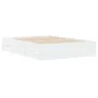 White engineered wood bed with drawers 135x190 cm by , Beds and slatted bases - Ref: Foro24-3207308, Price: 187,22 €, Discoun...