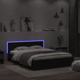 Black headboard bed frame and LED lights160x200 cm by , Beds and slatted bases - Ref: Foro24-3207596, Price: 227,79 €, Discou...