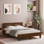 Estructura de cama cabecero y luces LED marrón roble 120x190 cm de , Camas y somieres - Ref: Foro24-3207580, Precio: 147,64 €...