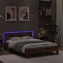 Oak brown headboard bed frame and LED lights 120x190 cm by , Beds and slatted bases - Ref: Foro24-3207580, Price: 149,97 €, D...