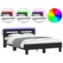 Bed frame with headboard and LED lights black 120x190 cm by , Beds and slatted bases - Ref: Foro24-3207575, Price: 181,04 €, ...