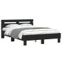 Bed frame with headboard and LED lights black 120x190 cm by , Beds and slatted bases - Ref: Foro24-3207575, Price: 181,04 €, ...