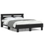 Bed frame with headboard and LED lights black 135x190 cm by , Beds and slatted bases - Ref: Foro24-3207568, Price: 166,70 €, ...