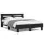 Bed frame with headboard and LED lights black 135x190 cm by , Beds and slatted bases - Ref: Foro24-3207568, Price: 165,59 €, ...