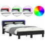Bed frame with headboard and LED lights black 135x190 cm by , Beds and slatted bases - Ref: Foro24-3207568, Price: 166,70 €, ...