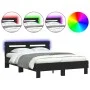 Bed frame with headboard and LED lights black 135x190 cm by , Beds and slatted bases - Ref: Foro24-3207568, Price: 165,59 €, ...