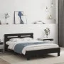 Bed frame with headboard and LED lights black 135x190 cm by , Beds and slatted bases - Ref: Foro24-3207568, Price: 165,59 €, ...