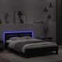Bed frame with headboard and LED lights black 135x190 cm by , Beds and slatted bases - Ref: Foro24-3207568, Price: 166,70 €, ...