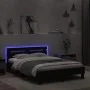 Bed frame with headboard and LED lights black 135x190 cm by , Beds and slatted bases - Ref: Foro24-3207568, Price: 165,59 €, ...