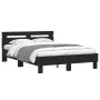 Bed frame with headboard and LED lights black 135x190 cm by , Beds and slatted bases - Ref: Foro24-3207568, Price: 165,59 €, ...