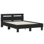 Bed frame with headboard and LED lights black 135x190 cm by , Beds and slatted bases - Ref: Foro24-3207568, Price: 166,70 €, ...