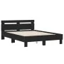 Bed frame with headboard and LED lights black 135x190 cm by , Beds and slatted bases - Ref: Foro24-3207568, Price: 165,59 €, ...