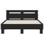 Bed frame with headboard and LED lights black 135x190 cm by , Beds and slatted bases - Ref: Foro24-3207568, Price: 166,70 €, ...