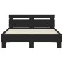 Bed frame with headboard and LED lights black 135x190 cm by , Beds and slatted bases - Ref: Foro24-3207568, Price: 165,59 €, ...