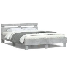 Concrete gray headboard bed frame and LED lights 140x190cm by , Beds and slatted bases - Ref: Foro24-3207563, Price: 158,58 €...