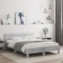 Concrete gray headboard bed frame and LED lights 140x190cm by , Beds and slatted bases - Ref: Foro24-3207563, Price: 160,57 €...