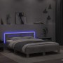 Concrete gray headboard bed frame and LED lights 140x190cm by , Beds and slatted bases - Ref: Foro24-3207563, Price: 160,57 €...