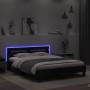 Bed frame with headboard and LED lights black 140x190 cm by , Beds and slatted bases - Ref: Foro24-3207561, Price: 165,12 €, ...