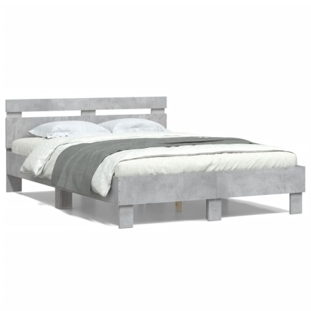 Concrete gray headboard bed frame and LED lights 120x190cm by , Beds and slatted bases - Ref: Foro24-3207577, Price: 154,13 €...