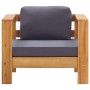 Gartenstuhl mit Kissen aus massivem dunkelgrauem Akazienholz von vidaXL, Modulare Sofas für den Außenbereich - Ref: Foro24-47...