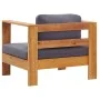 Gartenstuhl mit Kissen aus massivem dunkelgrauem Akazienholz von vidaXL, Modulare Sofas für den Außenbereich - Ref: Foro24-47...