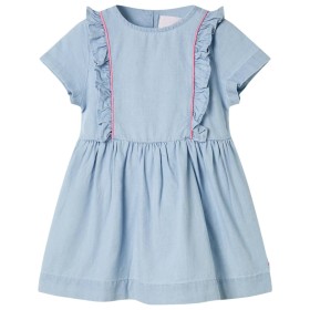 Vestido infantil con volantes azul suave 104