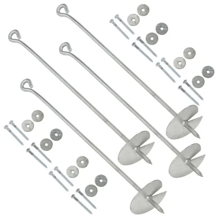 Ground anchors 4 pcs galvanized metal 10x60 cm by vidaXL, Spikes for anchoring in the ground - Ref: Foro24-145501, Price: 34,...
