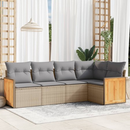 Set Gartensofas mit Kissen 5 Stück synthetisches Rattan beige von , Gartensets - Ref: Foro24-3260029, Preis: 349,92 €, Rabatt: %