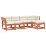 5-piece garden sofa set with pine wood and brown wax cushions. by , Garden sets - Ref: Foro24-3217007, Price: 552,53 €, Disco...