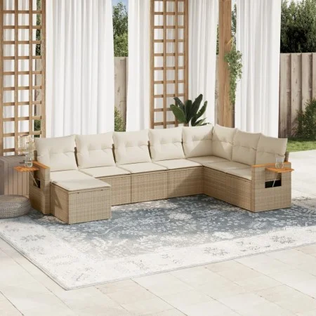 Garden sofa set with beige cushions, 8 pieces, PE rattan. by , Garden sets - Ref: Foro24-3259489, Price: 559,20 €, Discount: %
