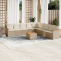 Set Gartensofas mit beigen Kissen 10 Stück synthetisches Rattan von , Gartensets - Ref: Foro24-3258467, Preis: 638,18 €, Raba...