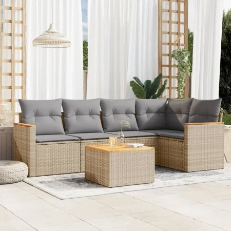 Set Gartensofas mit Kissen 6 Stück synthetisches Rattan beige von , Gartensets - Ref: Foro24-3258356, Preis: 393,92 €, Rabatt: %