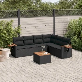Set de comedor de jardín 7 pzas y cojines ratán sintético negro de , Conjuntos de jardín - Ref: Foro24-3259248, Precio: 471,6...
