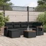 Set de comedor de jardín 7 pzas y cojines ratán sintético negro de , Conjuntos de jardín - Ref: Foro24-3259423, Precio: 471,2...