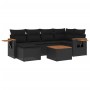 Set de comedor de jardín 7 pzas y cojines ratán sintético negro