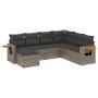 7-piece garden sofa set with gray PE rattan cushions by , Garden sets - Ref: Foro24-3259449, Price: 446,44 €, Discount: %