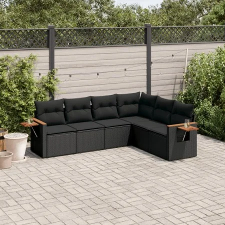 Set de sofás de jardín 6 piezas y cojines ratán sintético negro de , Conjuntos de jardín - Ref: Foro24-3259241, Precio: 436,3...