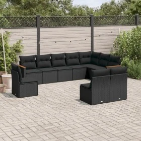 Set Gartensofas 10 Stück Kissen synthetisches Rattan schwarz von , Gartensets - Ref: Foro24-3258471, Preis: 618,00 €, Rabatt: %
