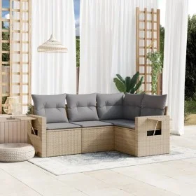 Garden sofa set with 4-piece synthetic rattan beige cushions by , Garden sets - Ref: Foro24-3252446, Price: 310,56 €, Discoun...
